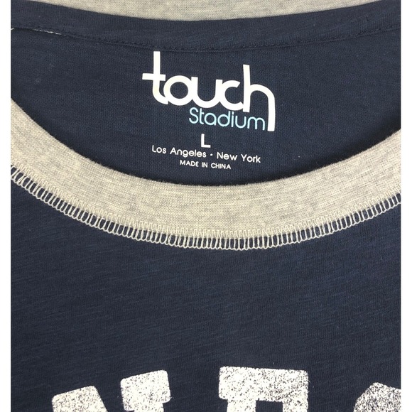 Touch Stadium Tennessee Titans Raglan Long Sleeve Shirt Navy Gray Womens Large - Picture 3 of 7